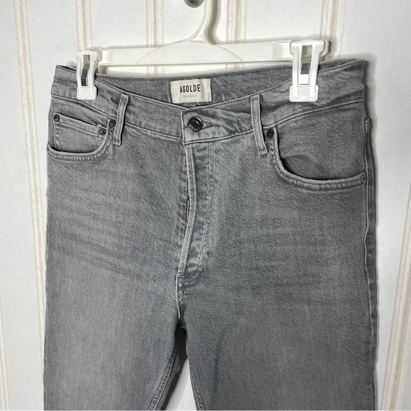 Agolde Nico High Rise Slim Jeans Grey Wash Denim Organic Cotton Ankle Women’s 28 - Picture 4 of 9
